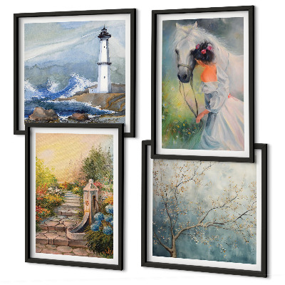 Polyptyque z cadres Phare paysage fille cheval