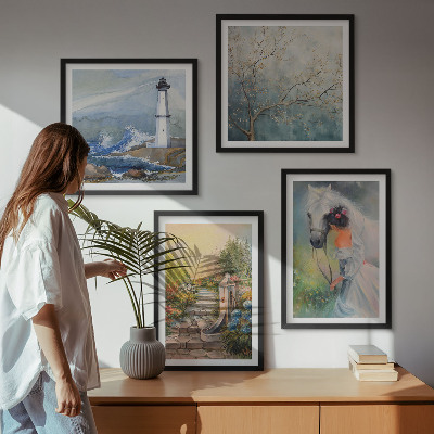 Polyptyque z cadres Phare paysage fille cheval