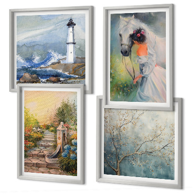 Polyptyque z cadres Phare paysage fille cheval