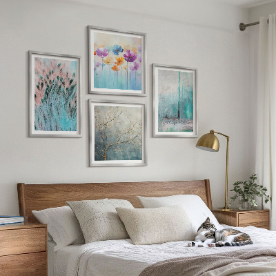 Ensemble de 4 tableaux Motifs de fond de fleurs pastel
