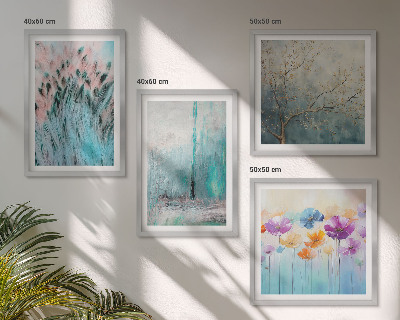 Ensemble de 4 tableaux Motifs de fond de fleurs pastel