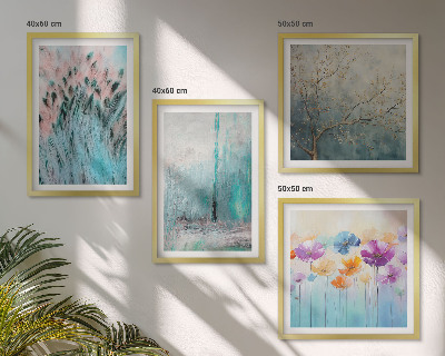 Ensemble de 4 tableaux Motifs de fond de fleurs pastel