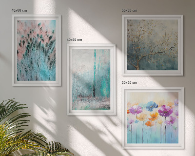 Ensemble de 4 tableaux Motifs de fond de fleurs pastel