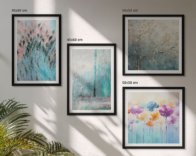 Ensemble de 4 tableaux Motifs de fond de fleurs pastel