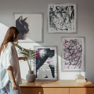 Mur de tableaux Motifs abstraits de peinture de chat