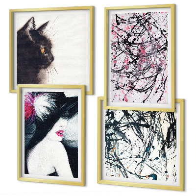 Mur de tableaux Motifs abstraits de peinture de chat