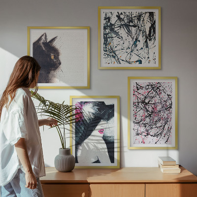 Mur de tableaux Motifs abstraits de peinture de chat