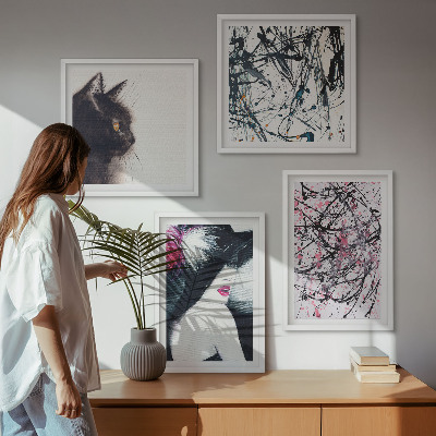 Mur de tableaux Motifs abstraits de peinture de chat