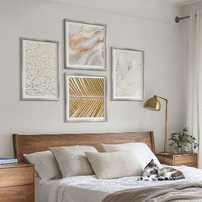 Polyptyque z cadres Motifs de feuilles, marbre abstrait