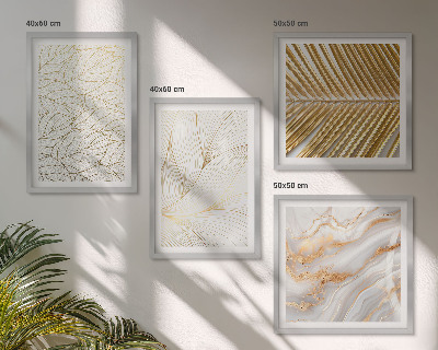 Polyptyque z cadres Motifs de feuilles, marbre abstrait