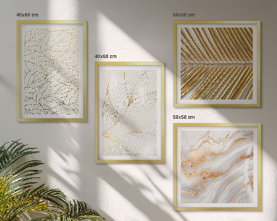 Polyptyque z cadres Motifs de feuilles, marbre abstrait