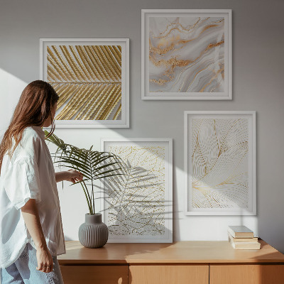Polyptyque z cadres Motifs de feuilles, marbre abstrait