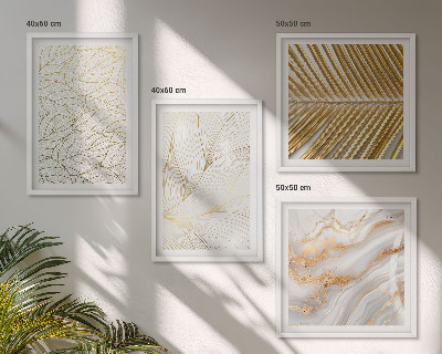 Polyptyque z cadres Motifs de feuilles, marbre abstrait