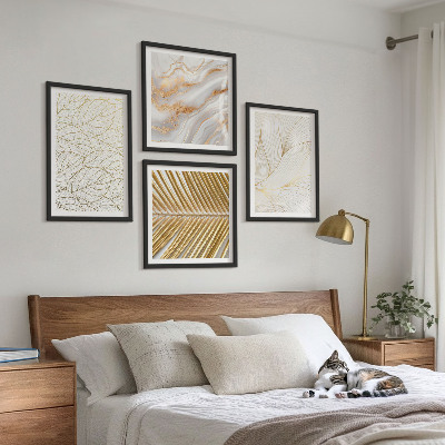 Polyptyque z cadres Motifs de feuilles, marbre abstrait