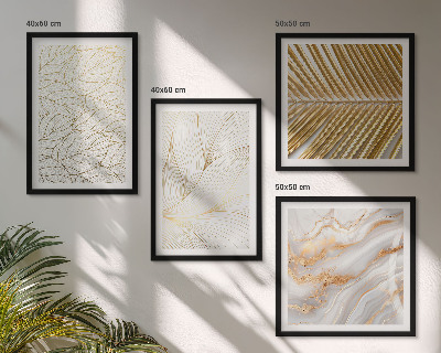 Polyptyque z cadres Motifs de feuilles, marbre abstrait