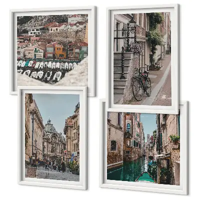 Les charmantes rues des villes portuaires ensemble de 4 tableaux
