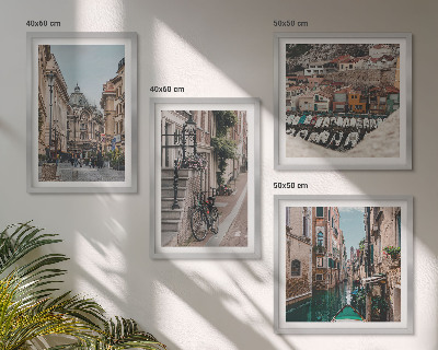 Ensemble de 4 tableaux Les charmantes rues des villes portuaires