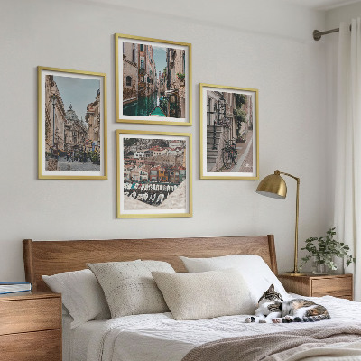 Ensemble de 4 tableaux Les charmantes rues des villes portuaires