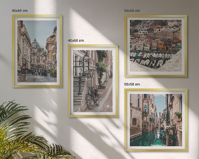 Ensemble de 4 tableaux Les charmantes rues des villes portuaires