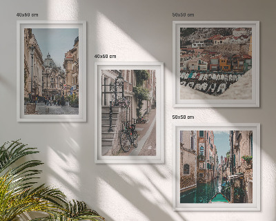 Ensemble de 4 tableaux Les charmantes rues des villes portuaires