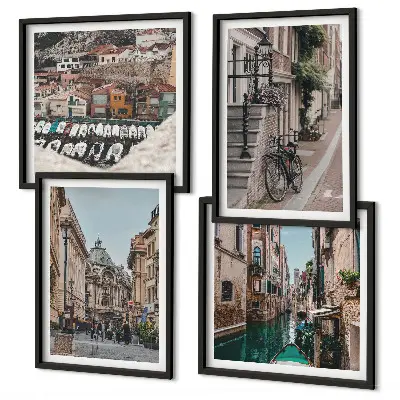 Les charmantes rues des villes portuaires ensemble de 4 tableaux