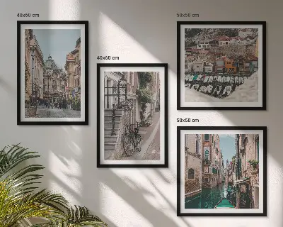 Les charmantes rues des villes portuaires ensemble de 4 tableaux