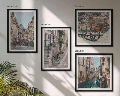 Ensemble de 4 tableaux Les charmantes rues des villes portuaires