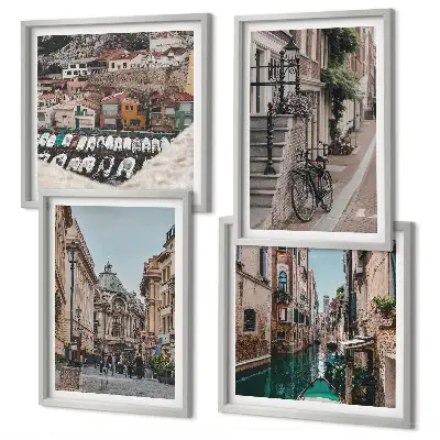 Les charmantes rues des villes portuaires ensemble de 4 tableaux
