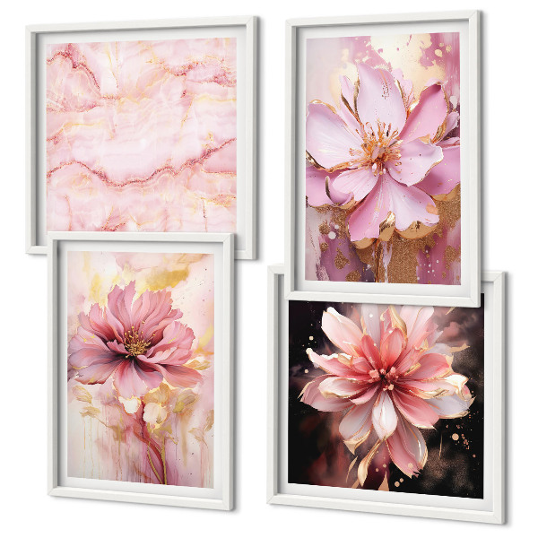 Polyptyque z cadres Compositions florales de roses blanches