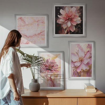 Polyptyque z cadres Compositions florales de roses blanches