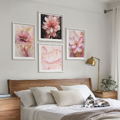 Polyptyque z cadres Compositions florales de roses blanches