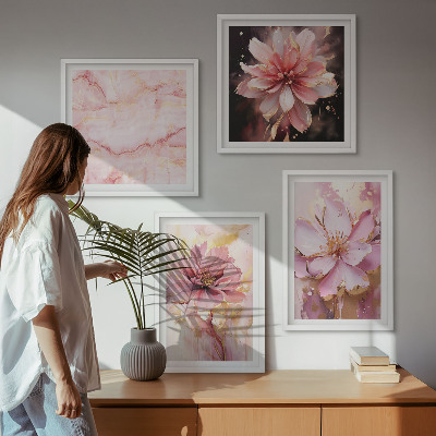 Polyptyque z cadres Compositions florales de roses blanches