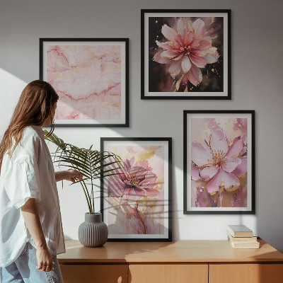 Polyptyque z cadres Compositions florales de roses blanches