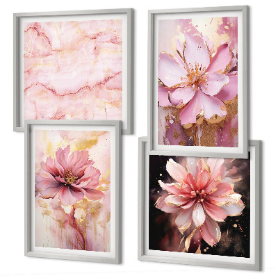 Polyptyque z cadres Compositions florales de roses blanches