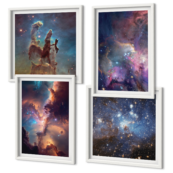 Ensemble de 4 tableaux Paysages stellaires cosmiques