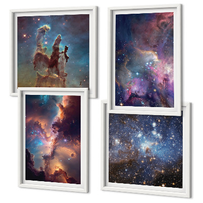 Ensemble de 4 tableaux Paysages stellaires cosmiques