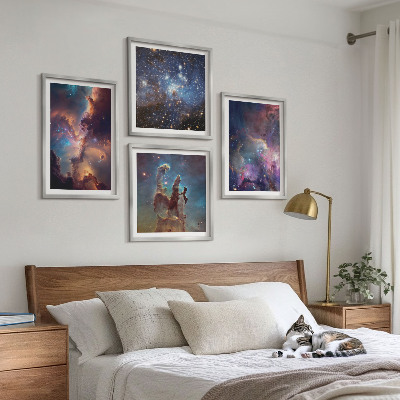 Ensemble de 4 tableaux Paysages stellaires cosmiques