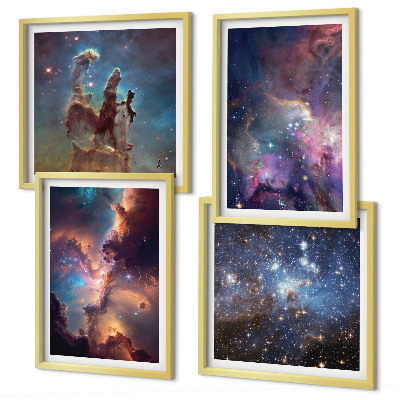 Ensemble de 4 tableaux Paysages stellaires cosmiques