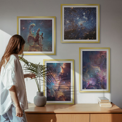 Ensemble de 4 tableaux Paysages stellaires cosmiques