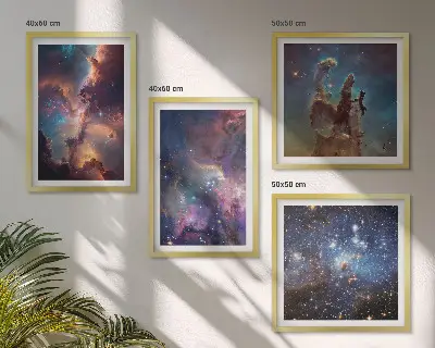 Paysages stellaires cosmiques ensemble de 4 tableaux