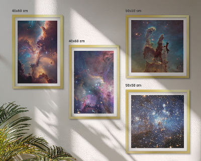 Ensemble de 4 tableaux Paysages stellaires cosmiques