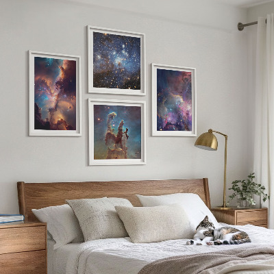 Ensemble de 4 tableaux Paysages stellaires cosmiques