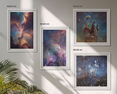 Ensemble de 4 tableaux Paysages stellaires cosmiques