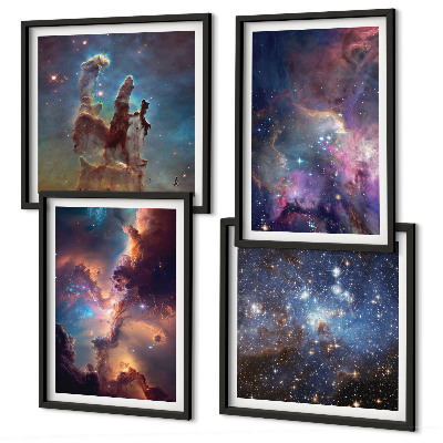 Ensemble de 4 tableaux Paysages stellaires cosmiques