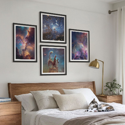 Ensemble de 4 tableaux Paysages stellaires cosmiques