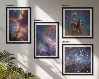 Ensemble de 4 tableaux Paysages stellaires cosmiques