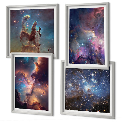 Ensemble de 4 tableaux Paysages stellaires cosmiques