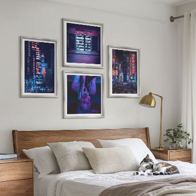 Mur de tableaux Ville nocturne illuminée au néon