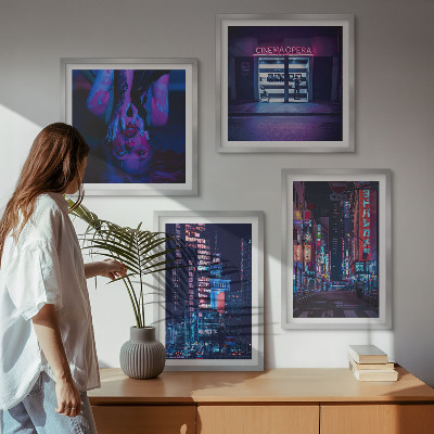 Mur de tableaux Ville nocturne illuminée au néon