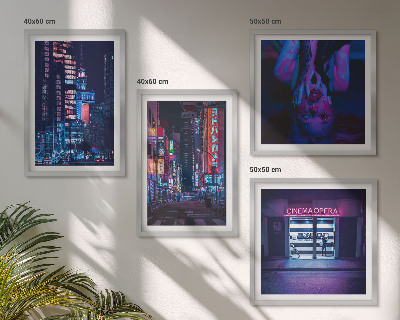Mur de tableaux Ville nocturne illuminée au néon